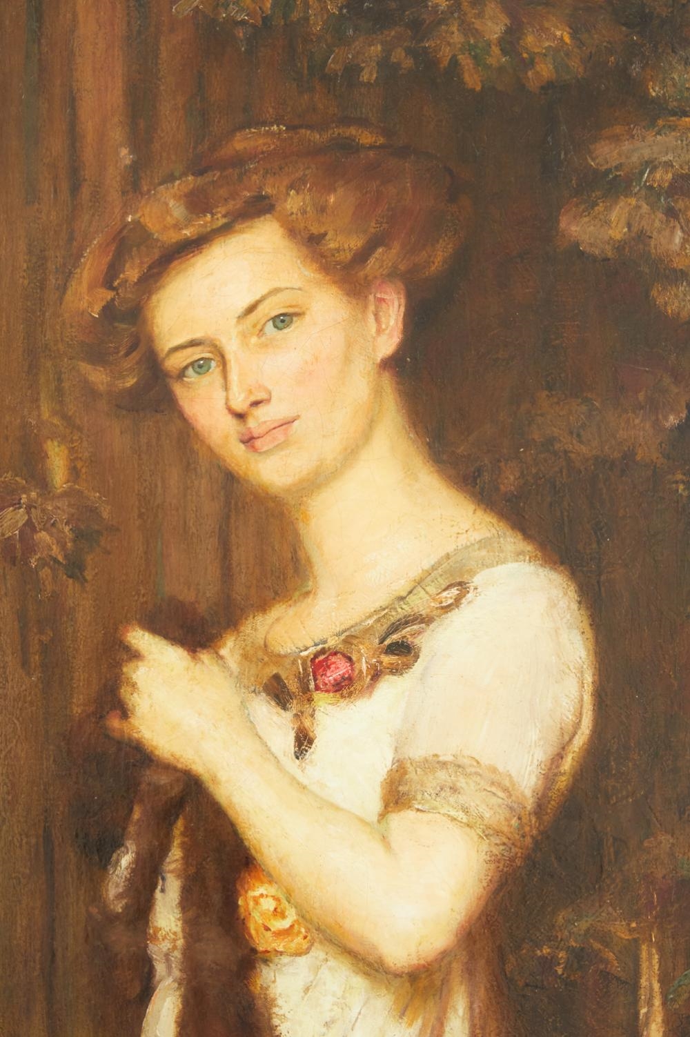 Artwork by Amanda Brewster Sewell, Portrait of a Lady, Black Cat by Her Feet", 1911, Made of oil on canvas