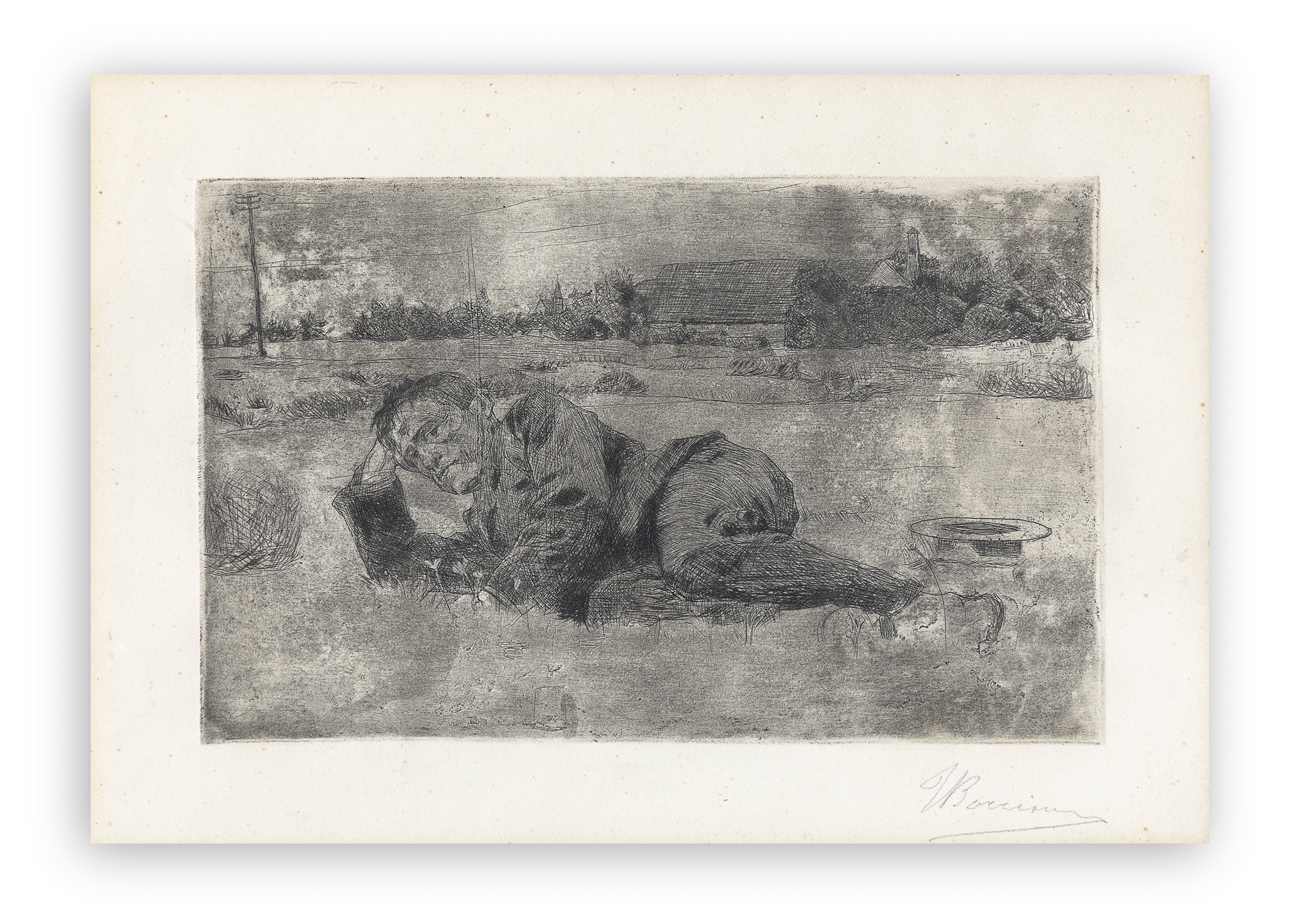 Artwork by Umberto Boccioni, Figura distesa (Mario Sironi, Made of etching