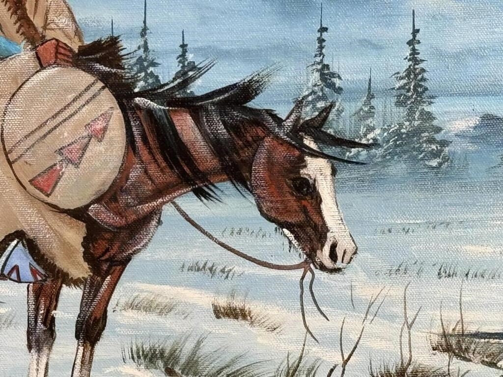 Johnny Yazzie | JOHNNY YAZZLE OIL ON CANVAS INDIAN ON HORSE (1981 ...