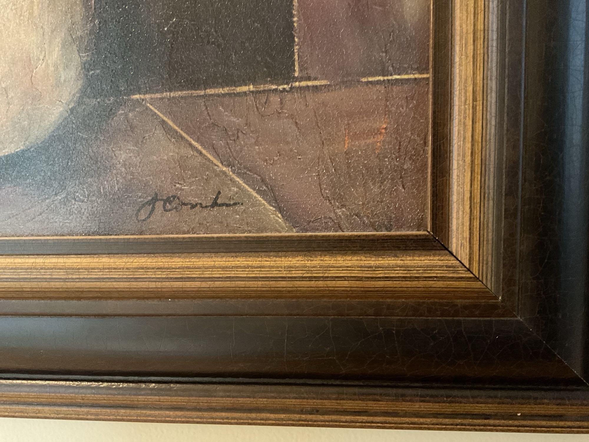 Artwork by Joyce Combs, Pair of framed floral textured decorative prints by Joyce Combs, Made of prints