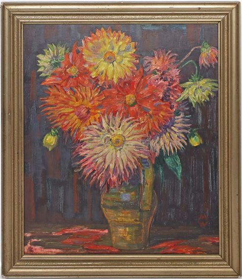Blumenstillleben mit Dahlien by Max Wislicenus