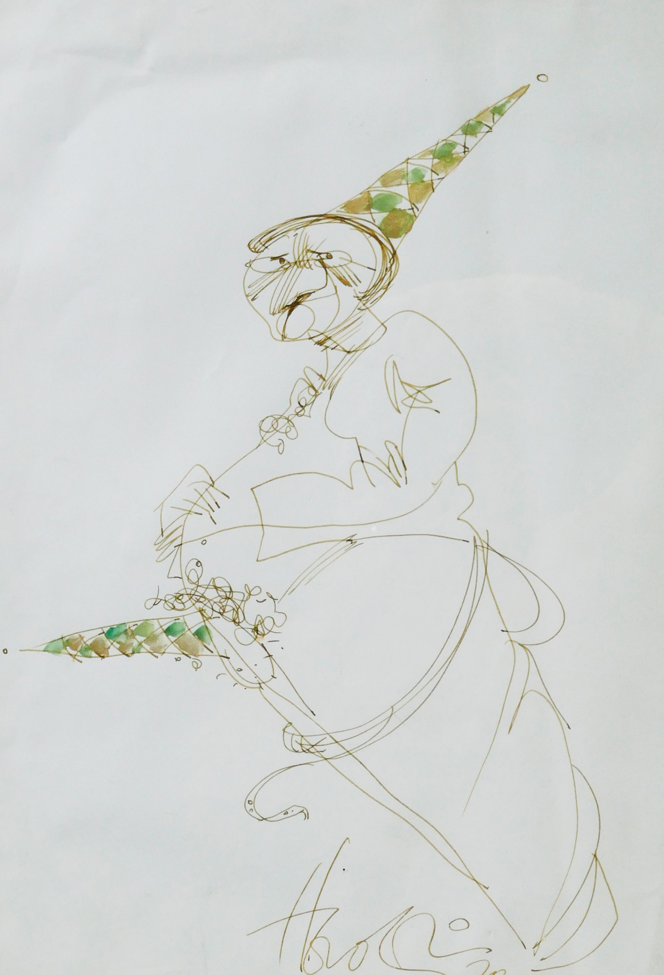 Artwork by Horaţiu Mălăele, Clown, Made of China ink and water colour accents