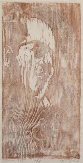Yaacov Pins Woodcut Self Portrait by Jacob Pins, dated 1955