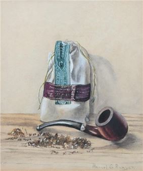 MANUEL GONZALEZ RUNYAN STILL LIFE WITH PIPE - Manuel Runyan