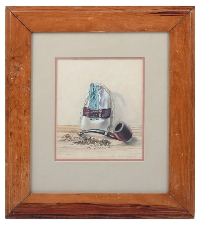 Artwork by Manuel Runyan, MANUEL GONZALEZ RUNYAN STILL LIFE WITH PIPE, Made of Watercolor
