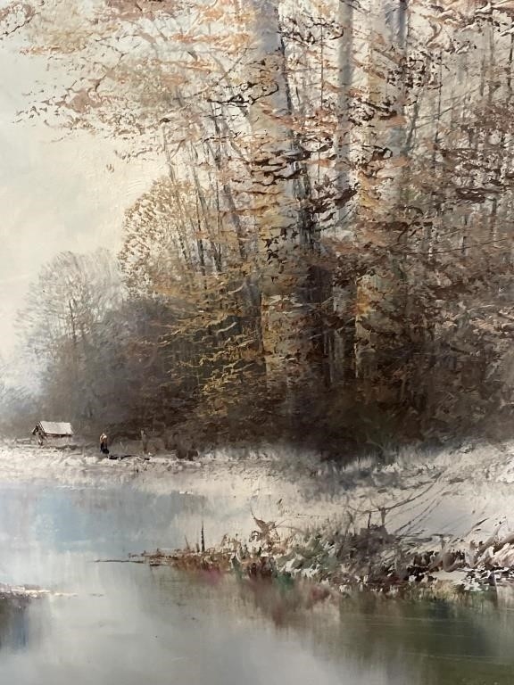 Artwork by Kort, JL) Winter Oil Painting on Canvas by Kort 44, Made of Oil Painting on Canvas