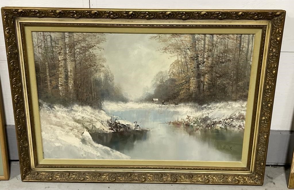 Artwork by Kort, JL) Winter Oil Painting on Canvas by Kort 44, Made of Oil Painting on Canvas