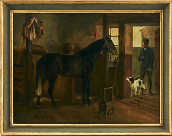 Häst i spilta med man och hund - Gustav Ericson Fischer