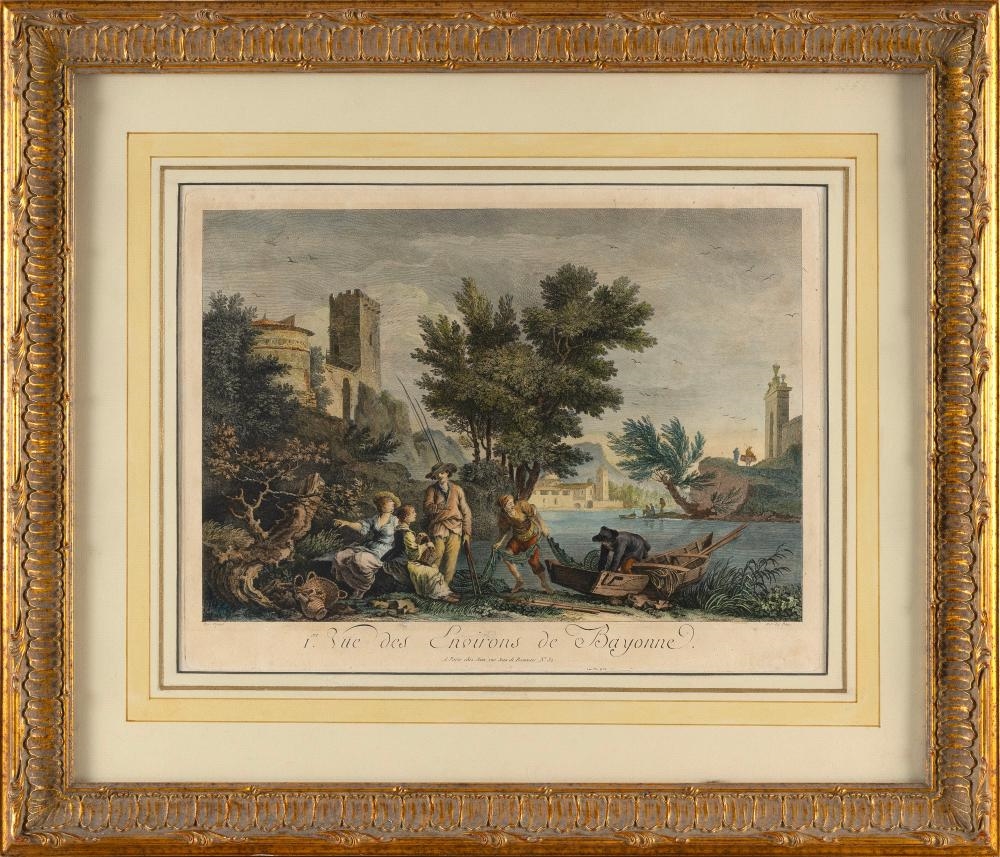 Artwork by Claude-Joseph Vernet, Jean Jacques LE Veau, Rue des Environs de Bayonne, Made of Colored engraving on paper