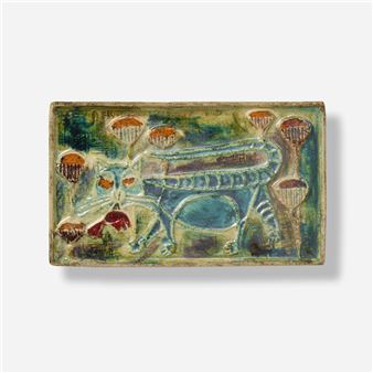 Cat with a Bird plaque - Johann Lipp