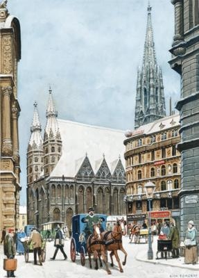 Der Stephansplatz in Wien im Winter - Richard Pokorny