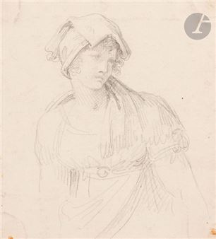 Study of a female figure with turban - Johann Martin von Wagner