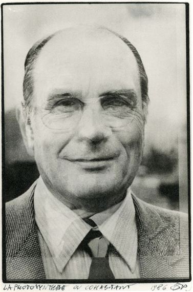 La photosynthèse du cohabitant [superposition of the faces of Jacques Chirac and François Mitterrand], 1986. by Krzysztof Pruszkowski, 1986