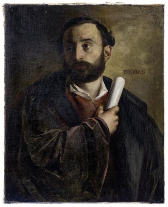 Bildnis eines Mannes mit Schriftrolle, Kopie nach Tizian, 19. Jh by Titian
