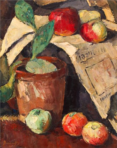 Natură statică cu mere și ghiveci by Ion Theodorescu Sion, 1924