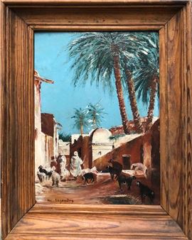 Le troupeau dans un village oriental - Maurice Lagendre