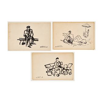 En el parque. Día de playa. Anciano en el banco - Joan Matamala