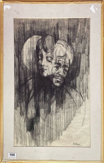 An unframed charcoal sketch signed A.E. Hance, mount size 49 x 64cm by A. E. Hance