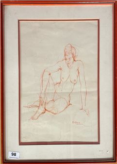 A framed life study, signed A.E. Hance, frame size 48 x 40cm - A. E. Hance