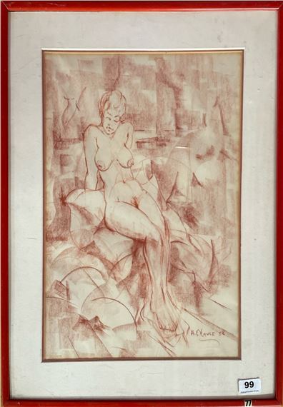 A framed pastel nude signed A.E. Hance '89, frame size 48 x 58cm by A. E. Hance