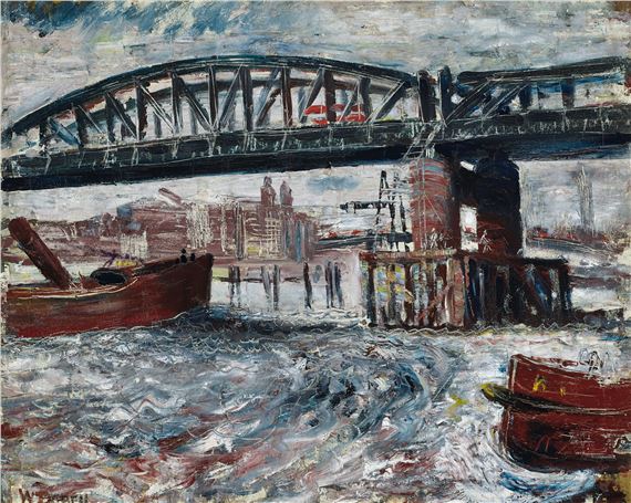 Temporary Bridge over Thames 1936 by William Dobell, 1936