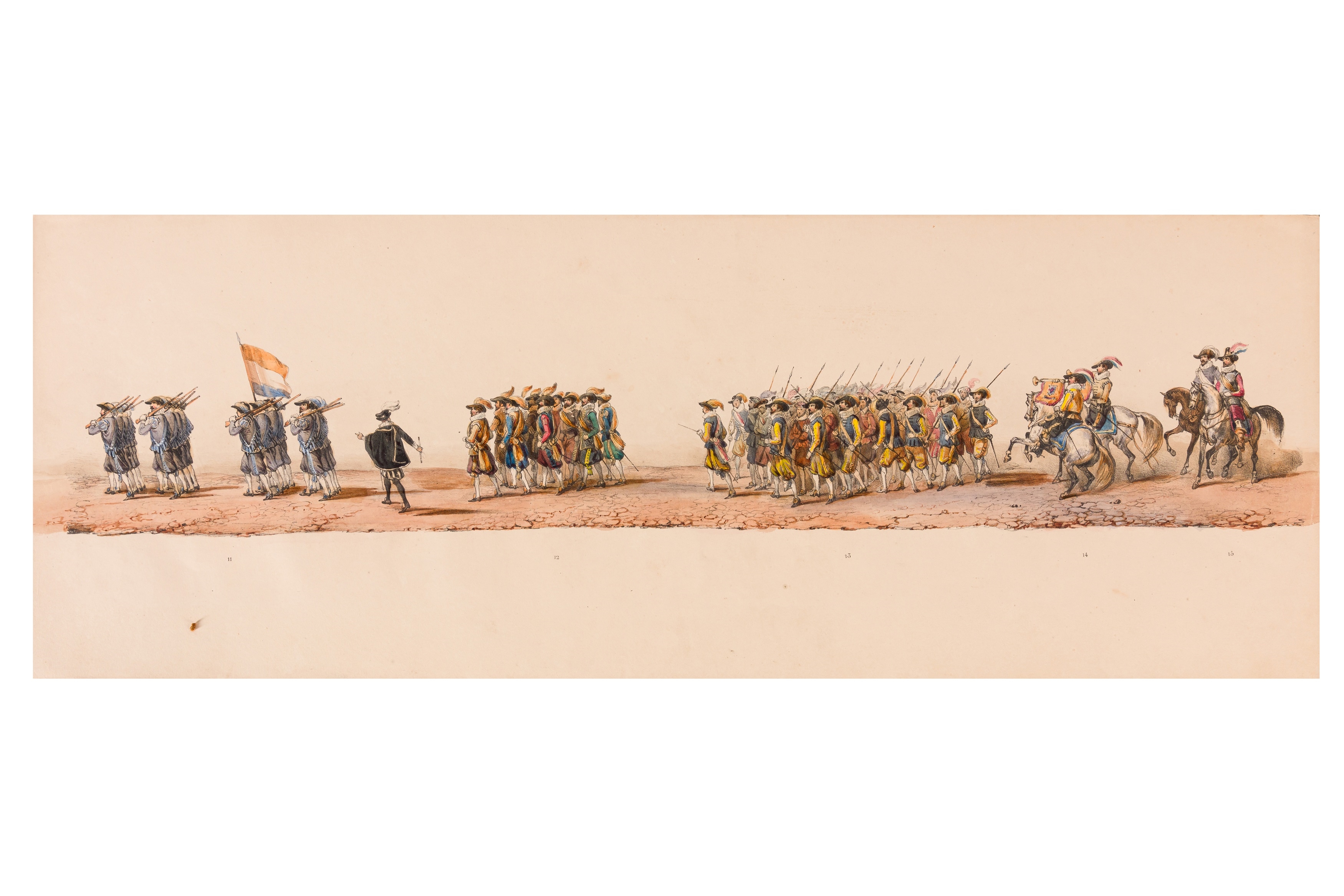 Artwork by Victor Adam, HISTORICAL PROCESSION FOR THE 2ND CENTENARY OF THE UTRECHT UNIVERSITY, Made of coloured lithographic