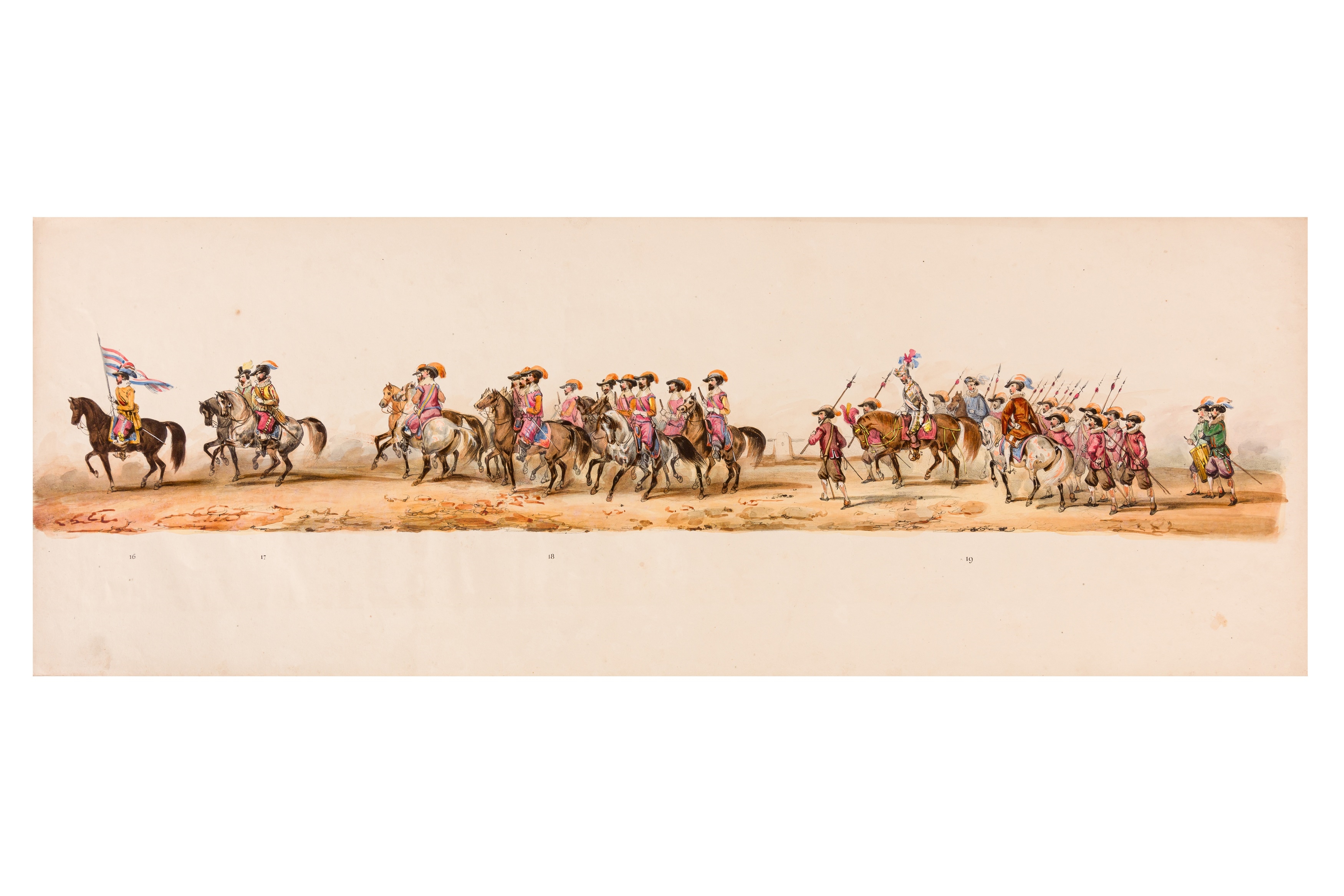 Artwork by Victor Adam, HISTORICAL PROCESSION FOR THE 2ND CENTENARY OF THE UTRECHT UNIVERSITY, Made of coloured lithographic
