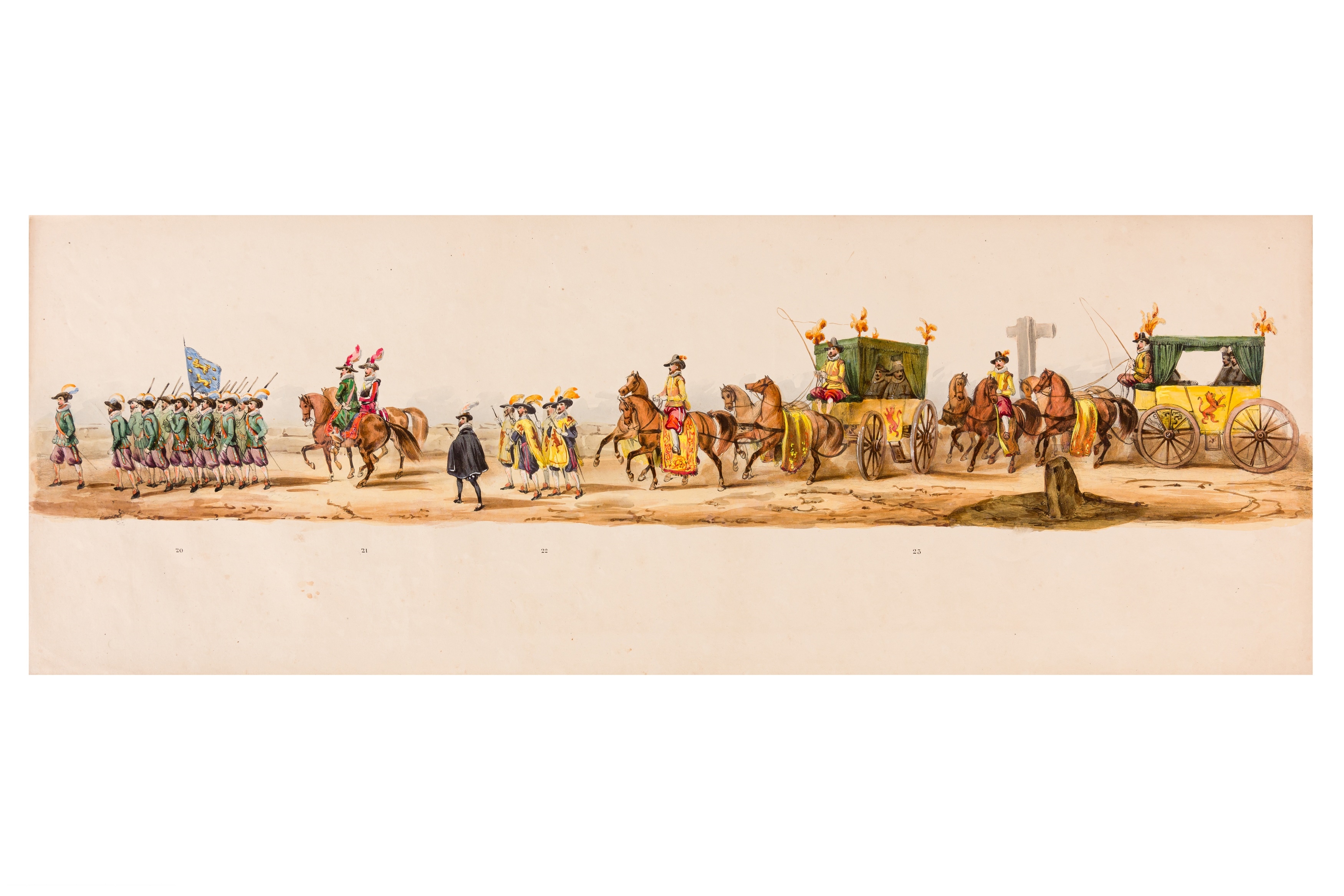Artwork by Victor Adam, HISTORICAL PROCESSION FOR THE 2ND CENTENARY OF THE UTRECHT UNIVERSITY, Made of coloured lithographic