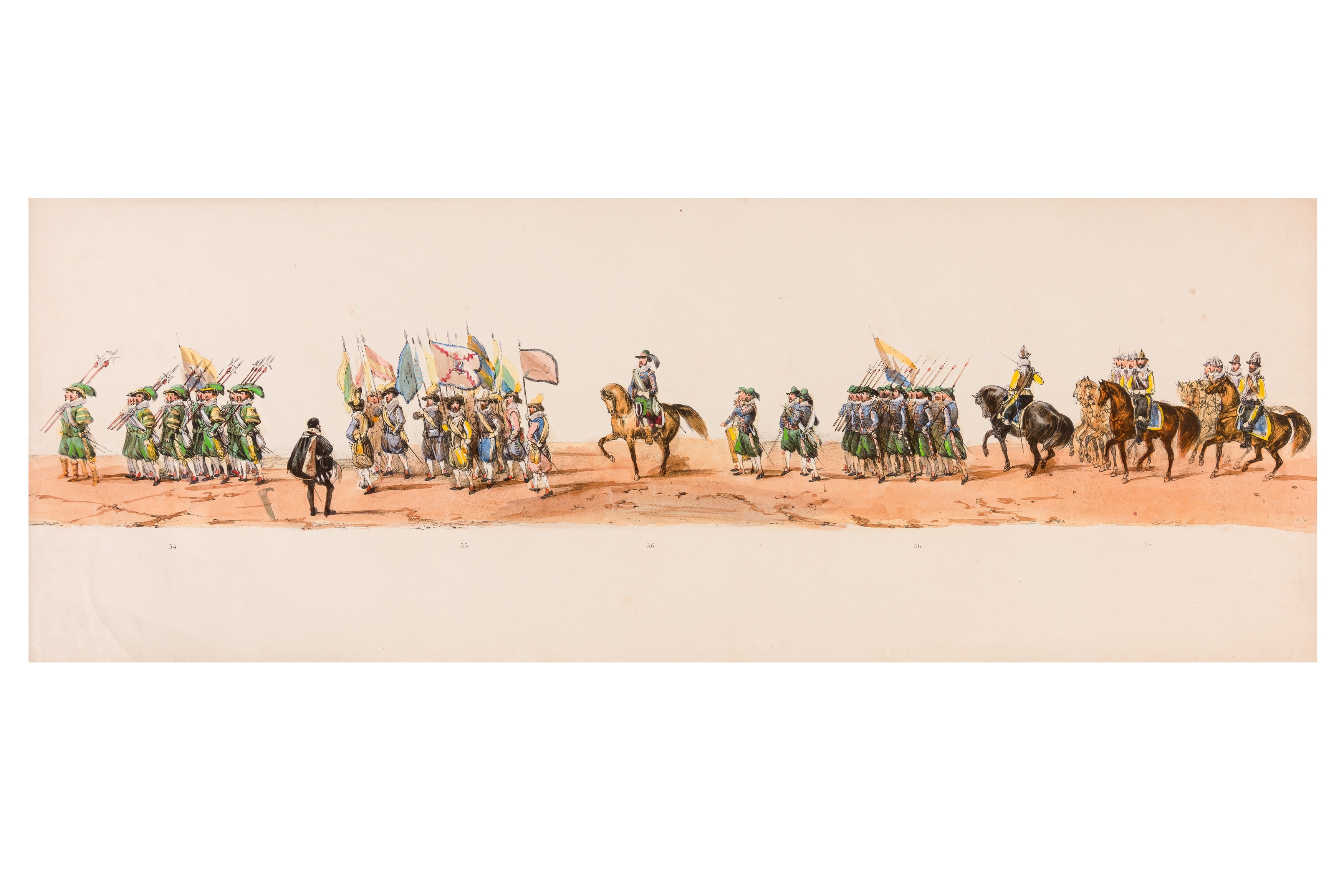 Artwork by Victor Adam, HISTORICAL PROCESSION FOR THE 2ND CENTENARY OF THE UTRECHT UNIVERSITY, Made of coloured lithographic