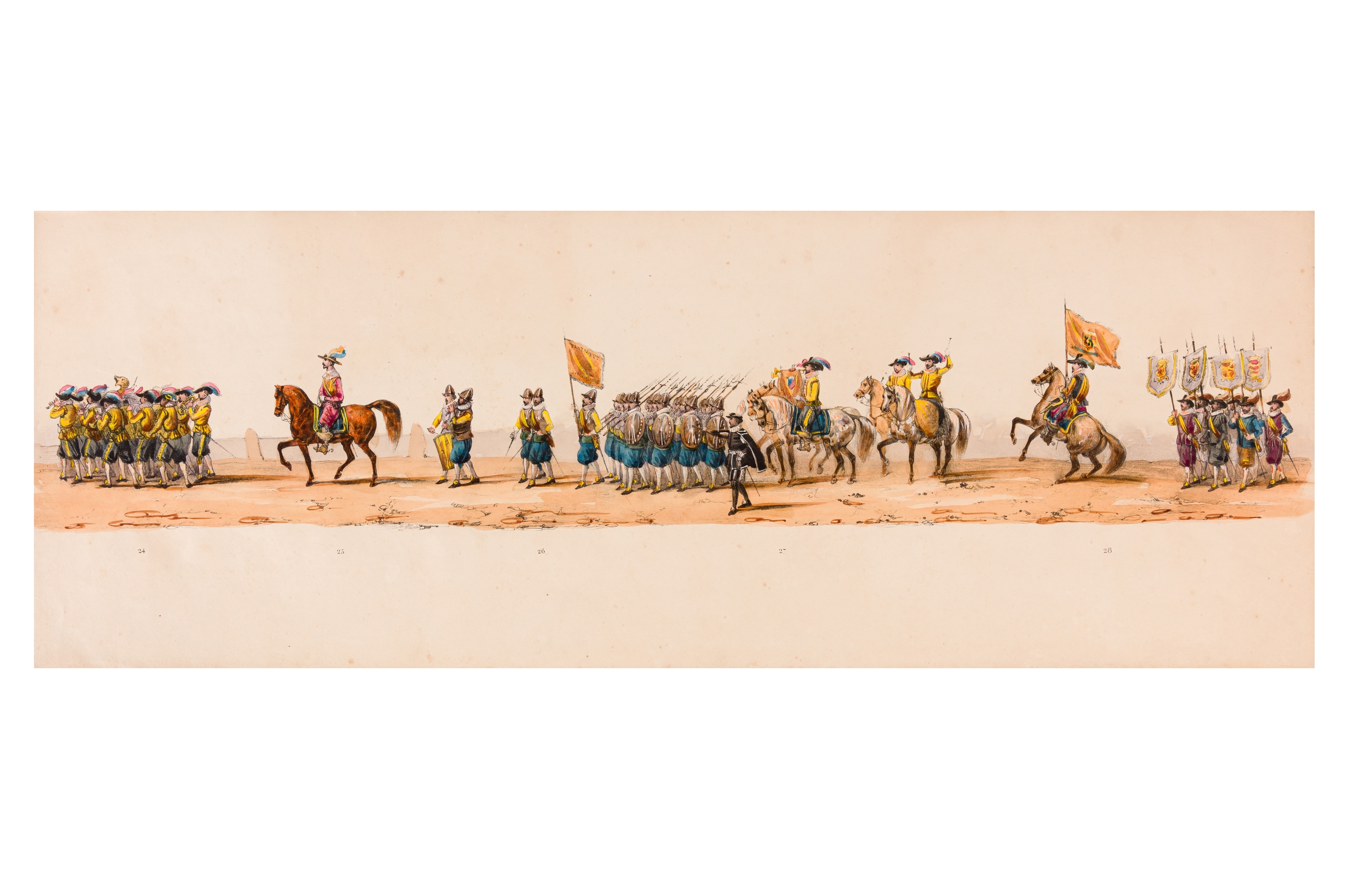 Artwork by Victor Adam, HISTORICAL PROCESSION FOR THE 2ND CENTENARY OF THE UTRECHT UNIVERSITY, Made of coloured lithographic