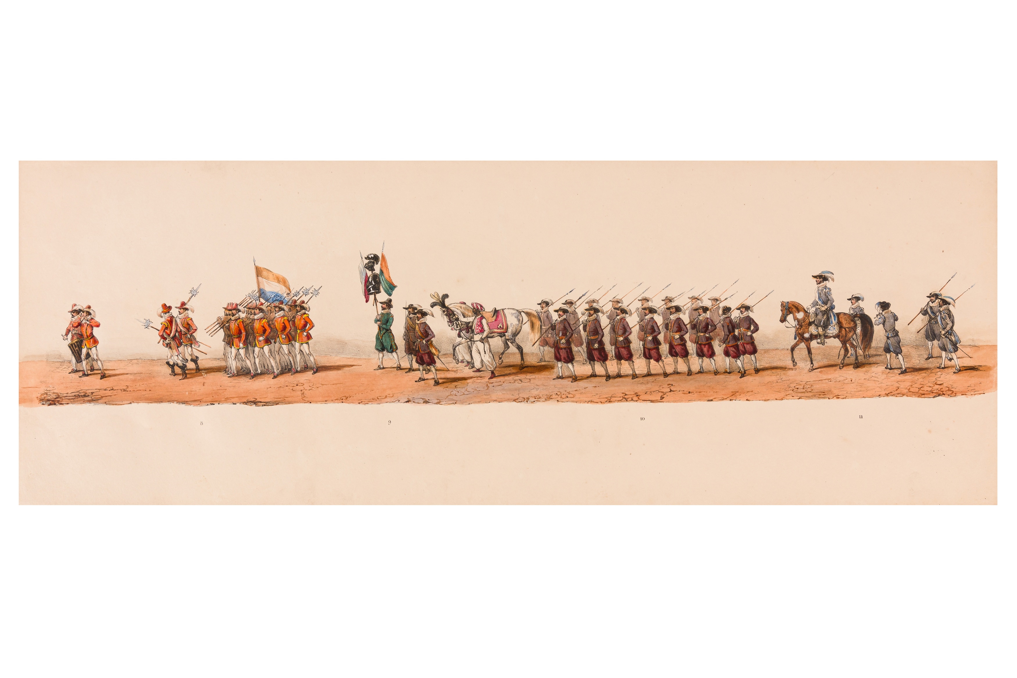 Artwork by Victor Adam, HISTORICAL PROCESSION FOR THE 2ND CENTENARY OF THE UTRECHT UNIVERSITY, Made of coloured lithographic