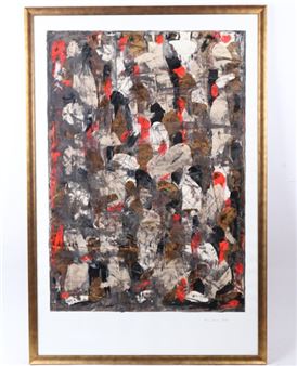 FOULE ABSTRAITE EN ROUGE ET BRUN - Marc Loiseau