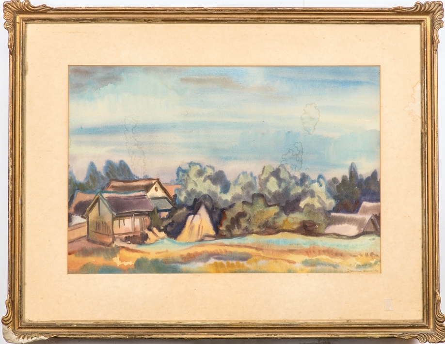 Landschaft mit Dorf - Hermann Teuber