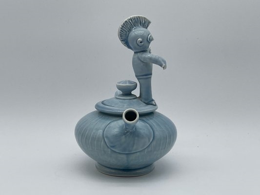 Artwork by Gerit Grimm, Gerit Grimm Surreal Teapot, Made of pale blue glazed