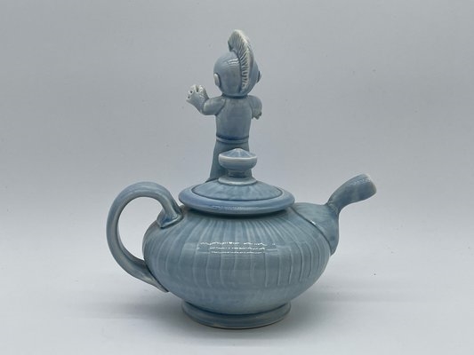 Artwork by Gerit Grimm, Gerit Grimm Surreal Teapot, Made of pale blue glazed