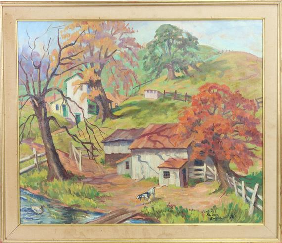 Rural landscape of farmstead by Florence Prince Ewing