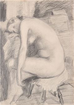 Woman seated on a stool - Abel Pineau