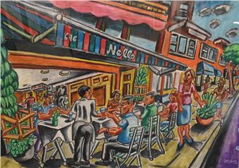 Street cafe with figures - Peter Zonis