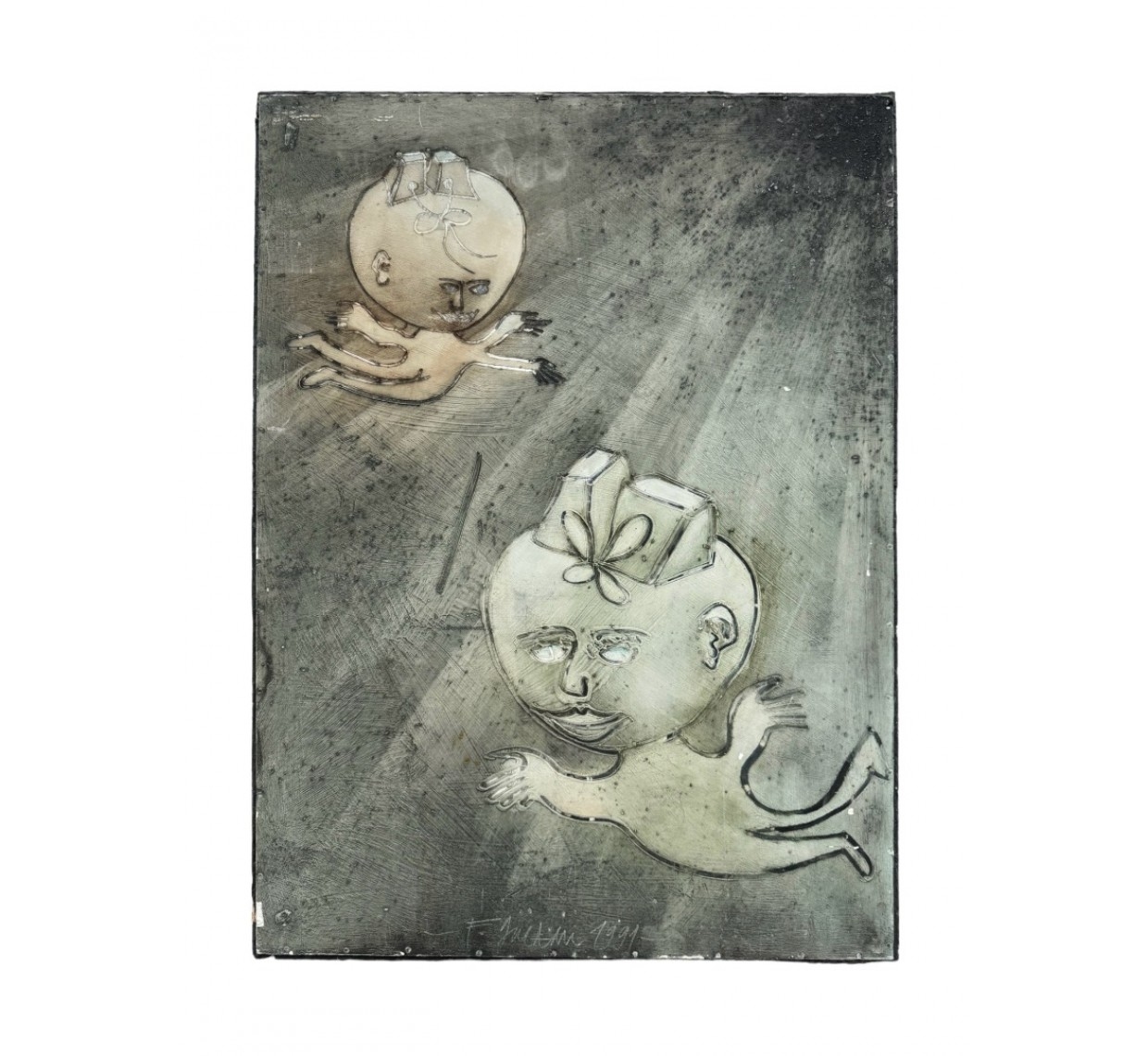 Artwork by František Guldan, ZA ŽIVOTA V BRATISLAVĚ, Made of oil on hardboard