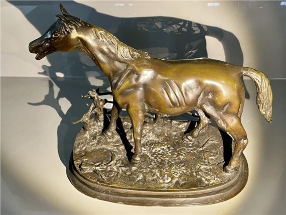 BRONZE 'HORSE AT 'LA BARRIERE AFTER PJ MENE by Pierre-Jules Mene