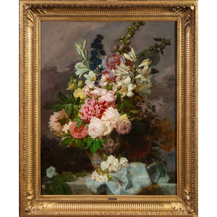 Artwork by Léon Rousseau, Florero, Made of Óleo sobre lienzo