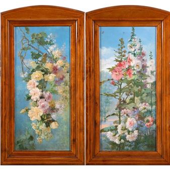 Pareja de bodegones de flores - Blas Benlliure Gil