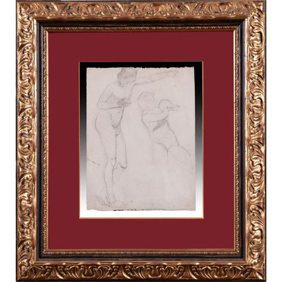 Tres estudios de esculturas clásicas del Louvre by Eugène Delacroix, 1815-1816