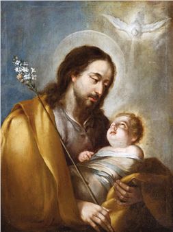 Saint Joseph with Child - Sevillian School, 17th Century