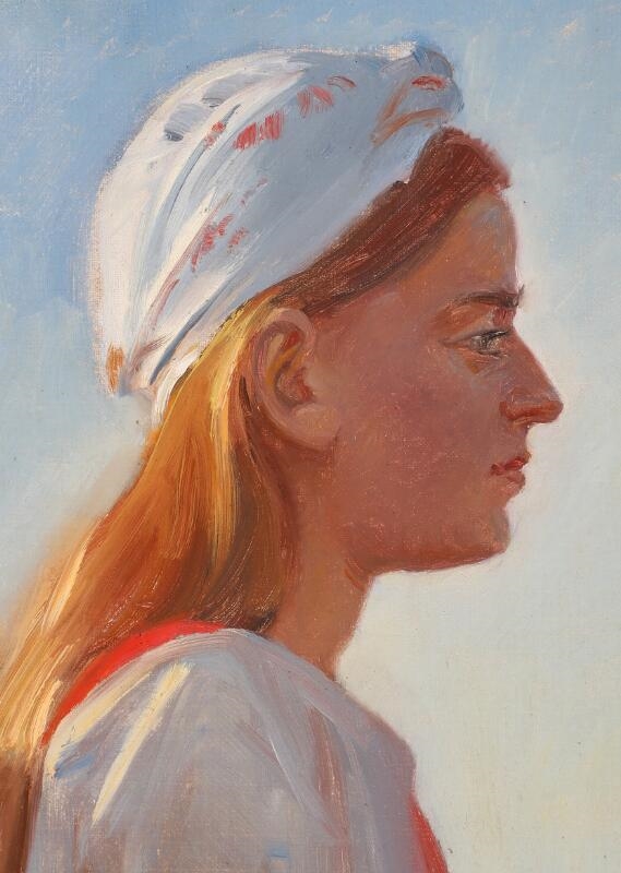 An young woman with bright hair seen in profile - Michael Peter Ancher
