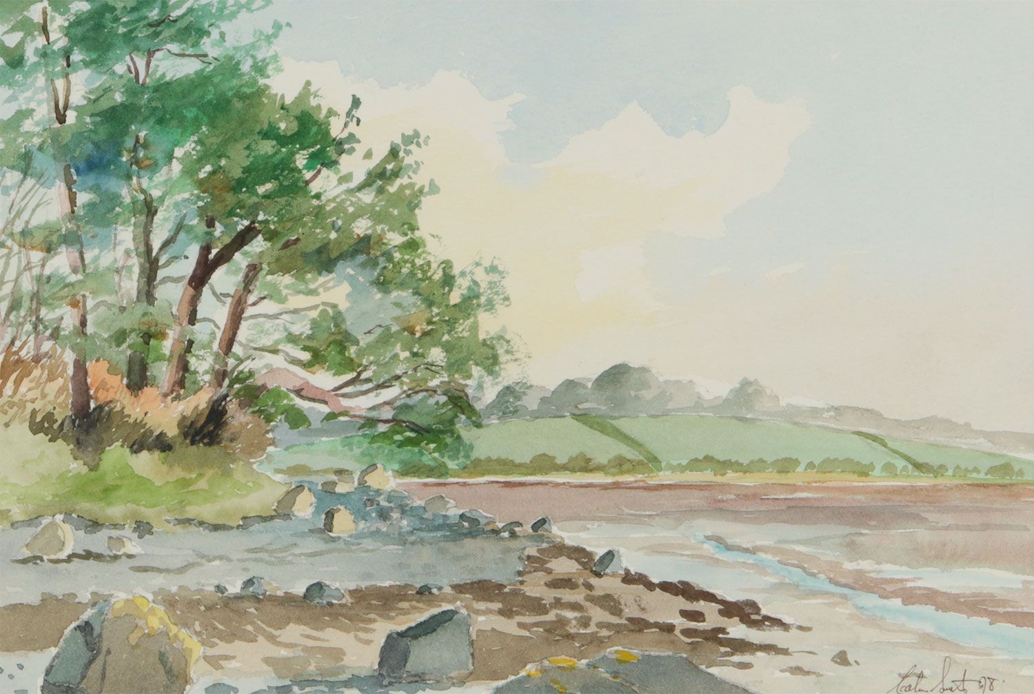 Artwork by Colin Smyth, LOOKING TO CROSS ISLAND, Made of WATERCOLOUR DRAWING