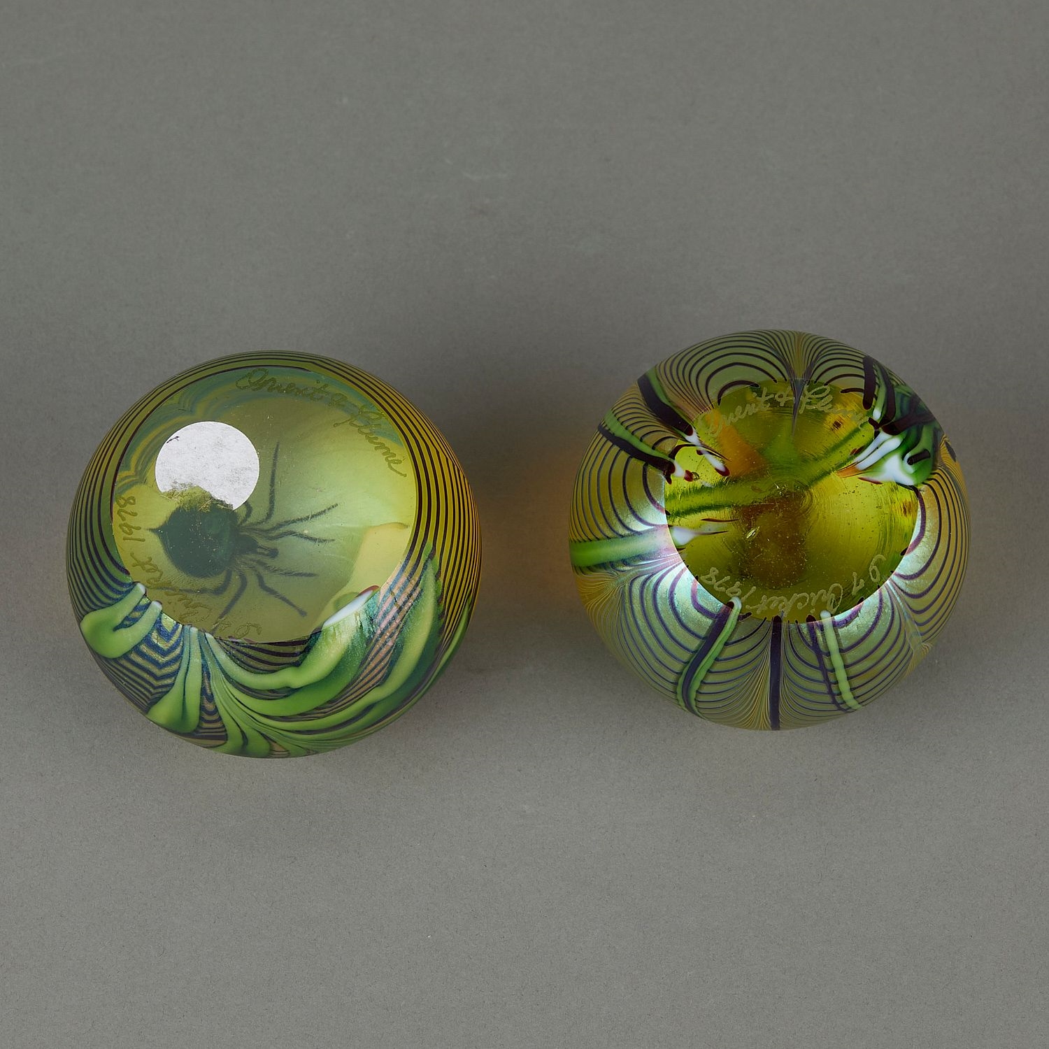 John Lewis 3 Orient & Flume Favrile Glass Paperweights (1974) MutualArt