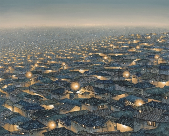 Artwork by Joung Young-Ju, Disappearing Scenery 1119, Made of acrylic on Korean paper mounted on canvas