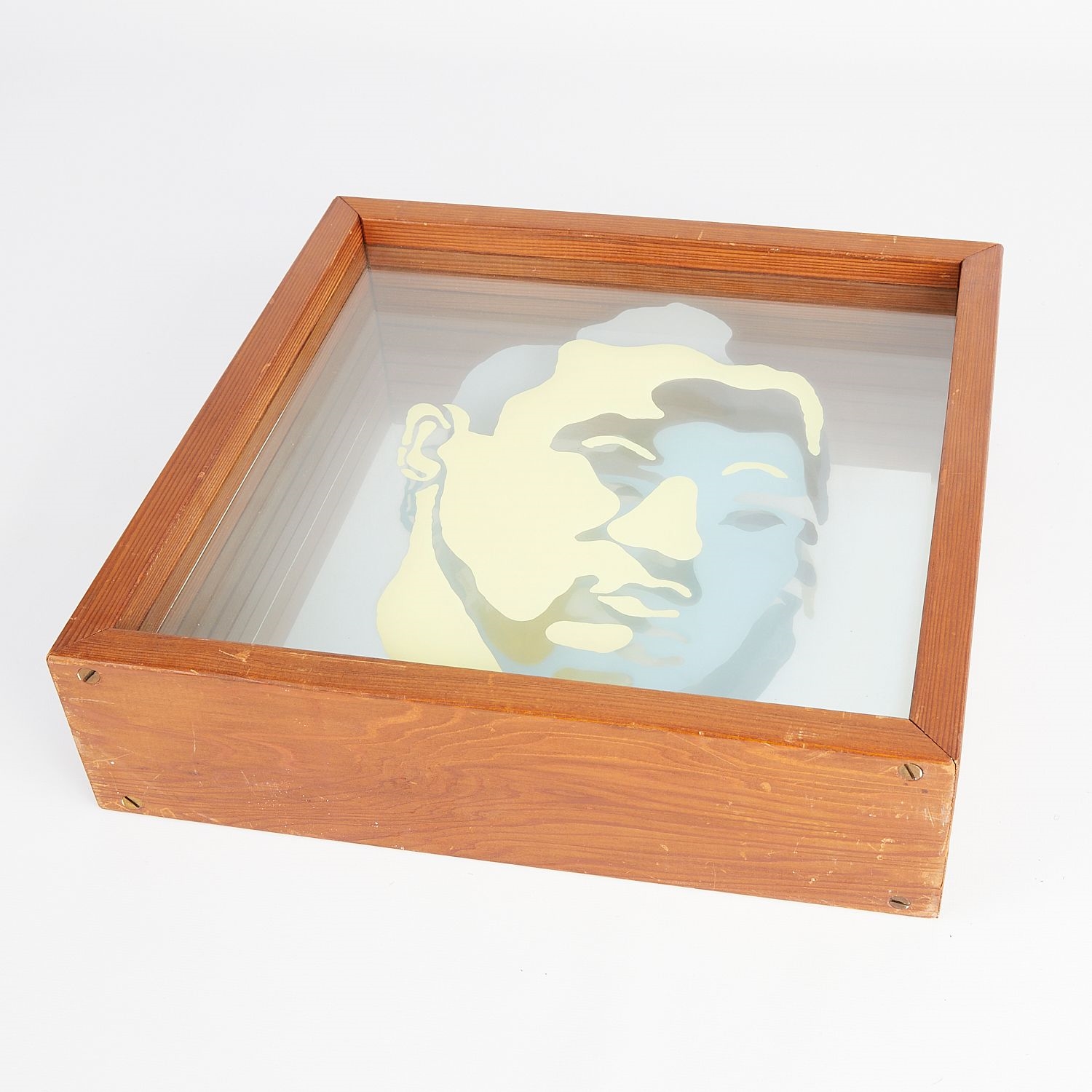 Artwork by James Kielkopf, James Kielkopf "Self Portrait" Mixed Media 1966, Made of Enamel on glass
