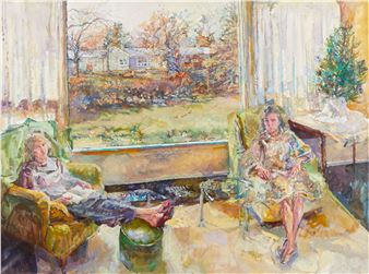 Audrey Ushenko "Social Security" Painting 1989 - Audrey Ushenko